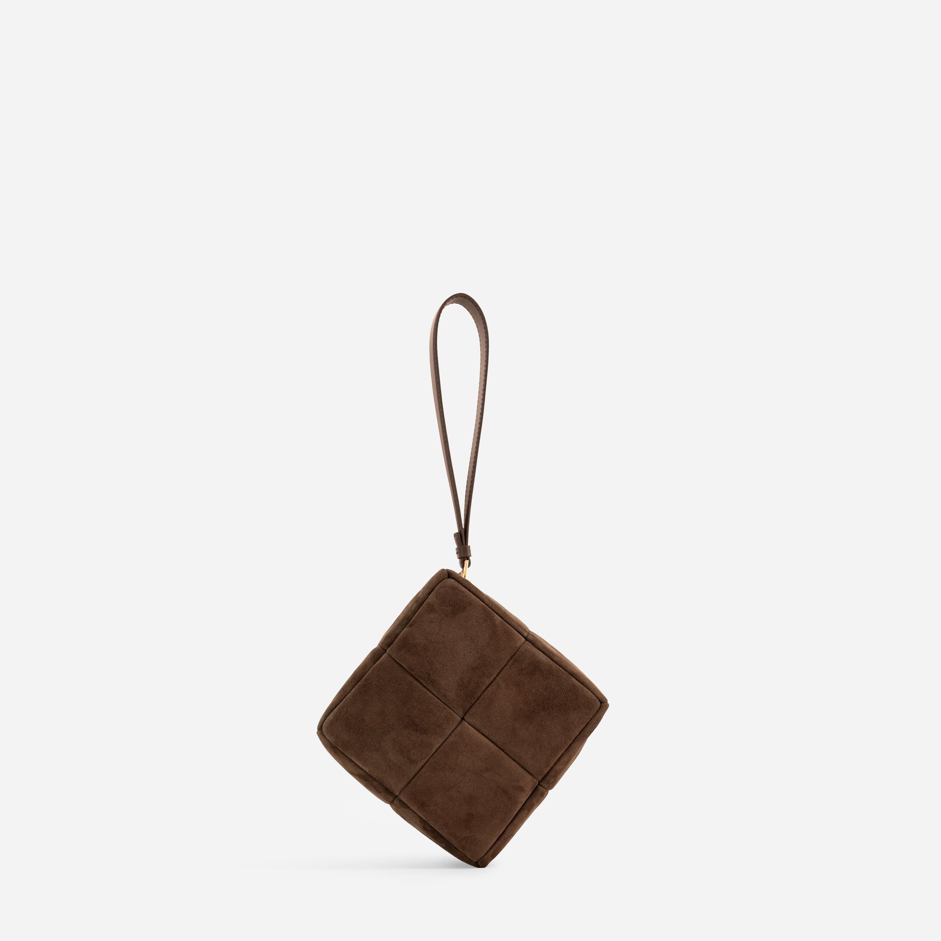 Grid Clutch - Suede Espresso