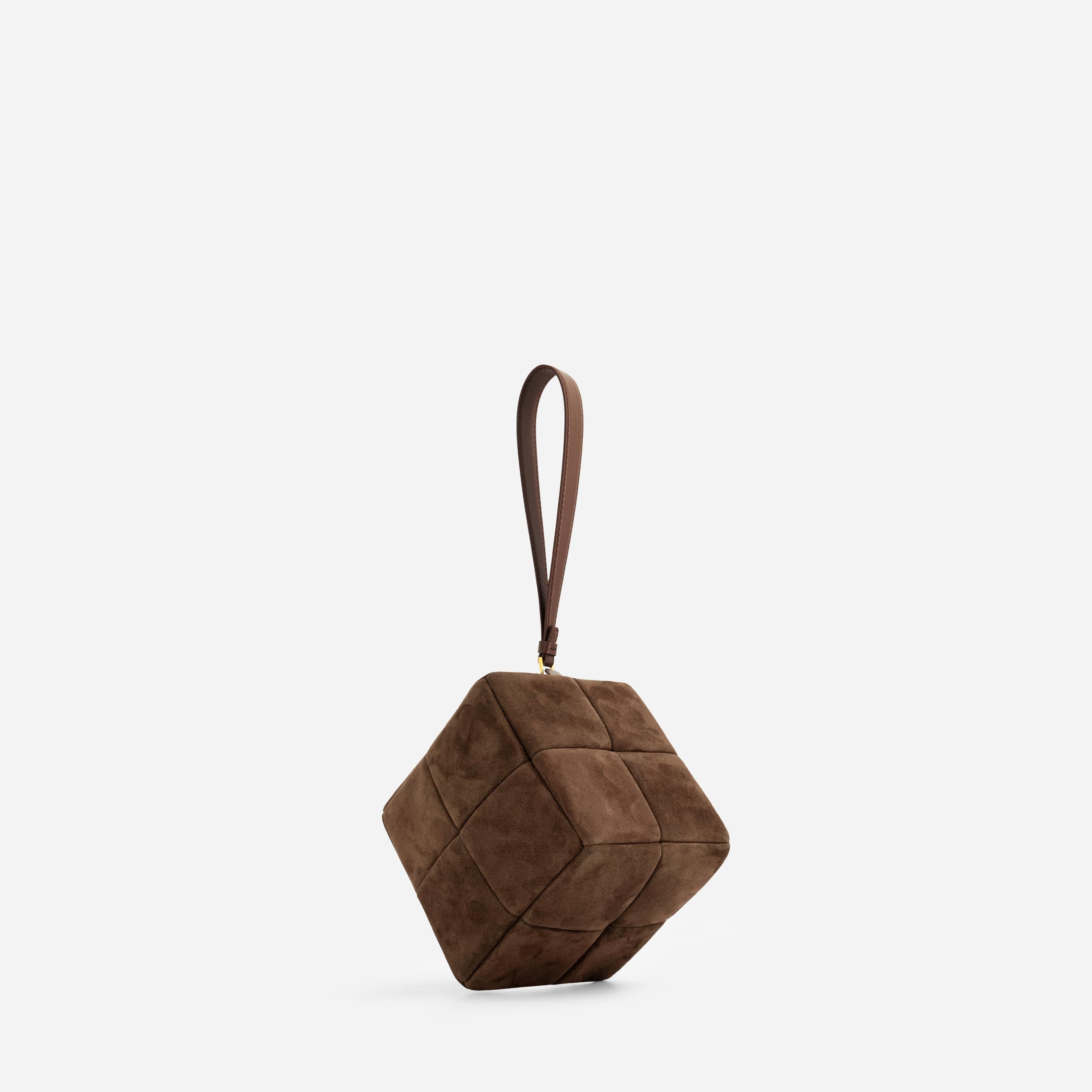 Grid Clutch - Suede Espresso