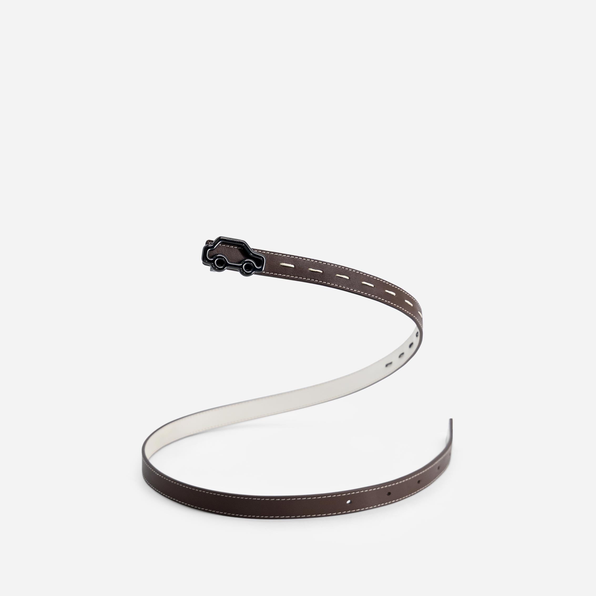 "Hit the Road" Belt - Off White & Espresso