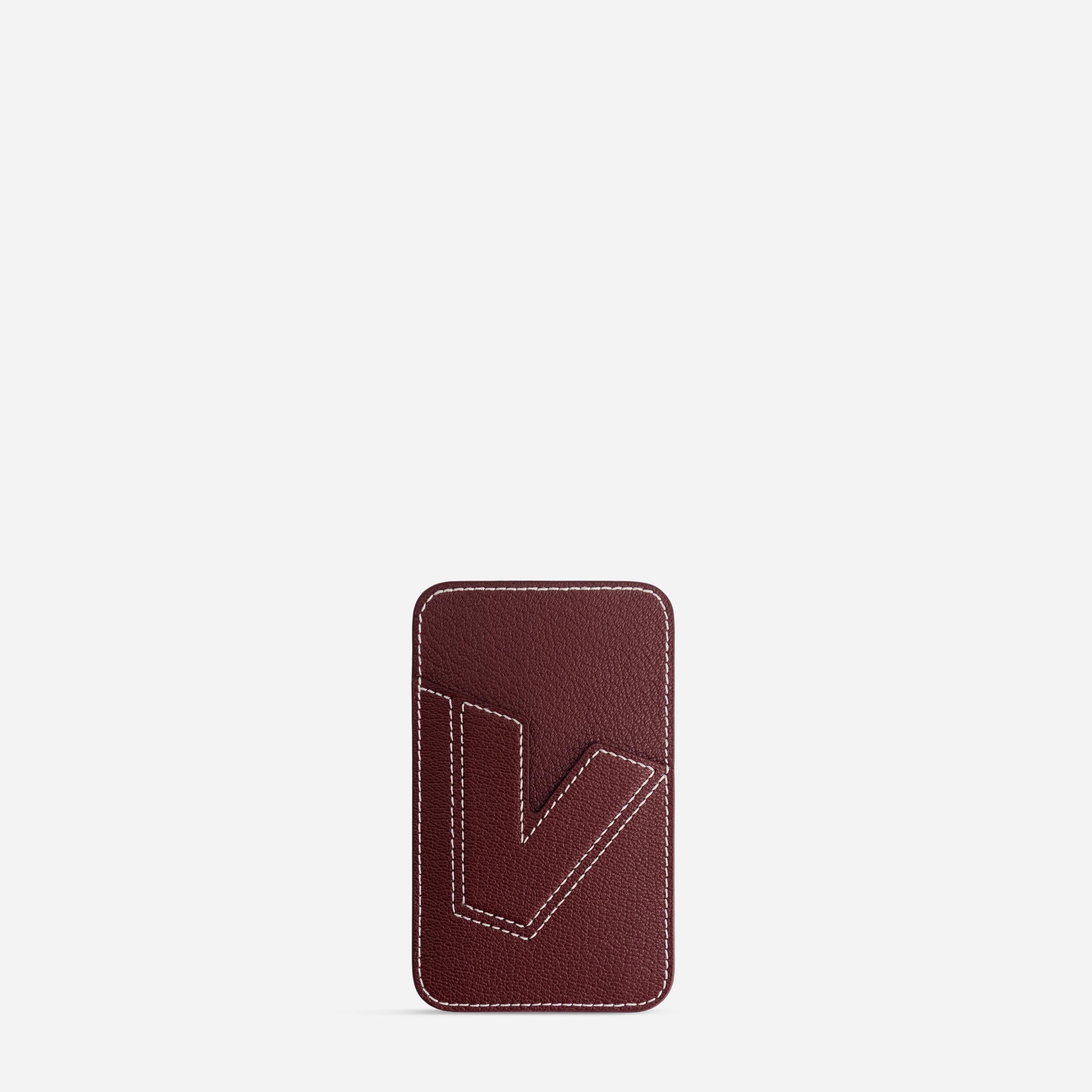 Cardholder V - Chèvre Bordeaux