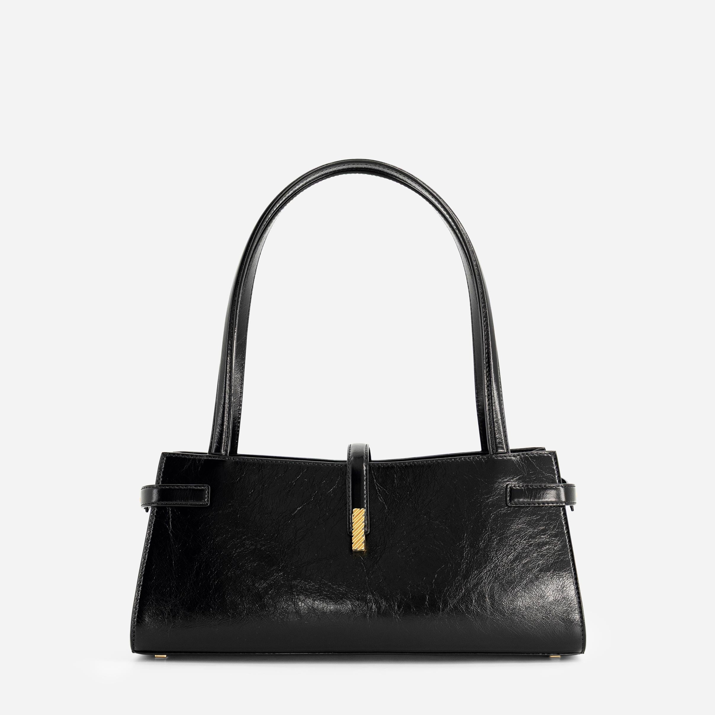 Isla Wide Tote - Crinkled Black