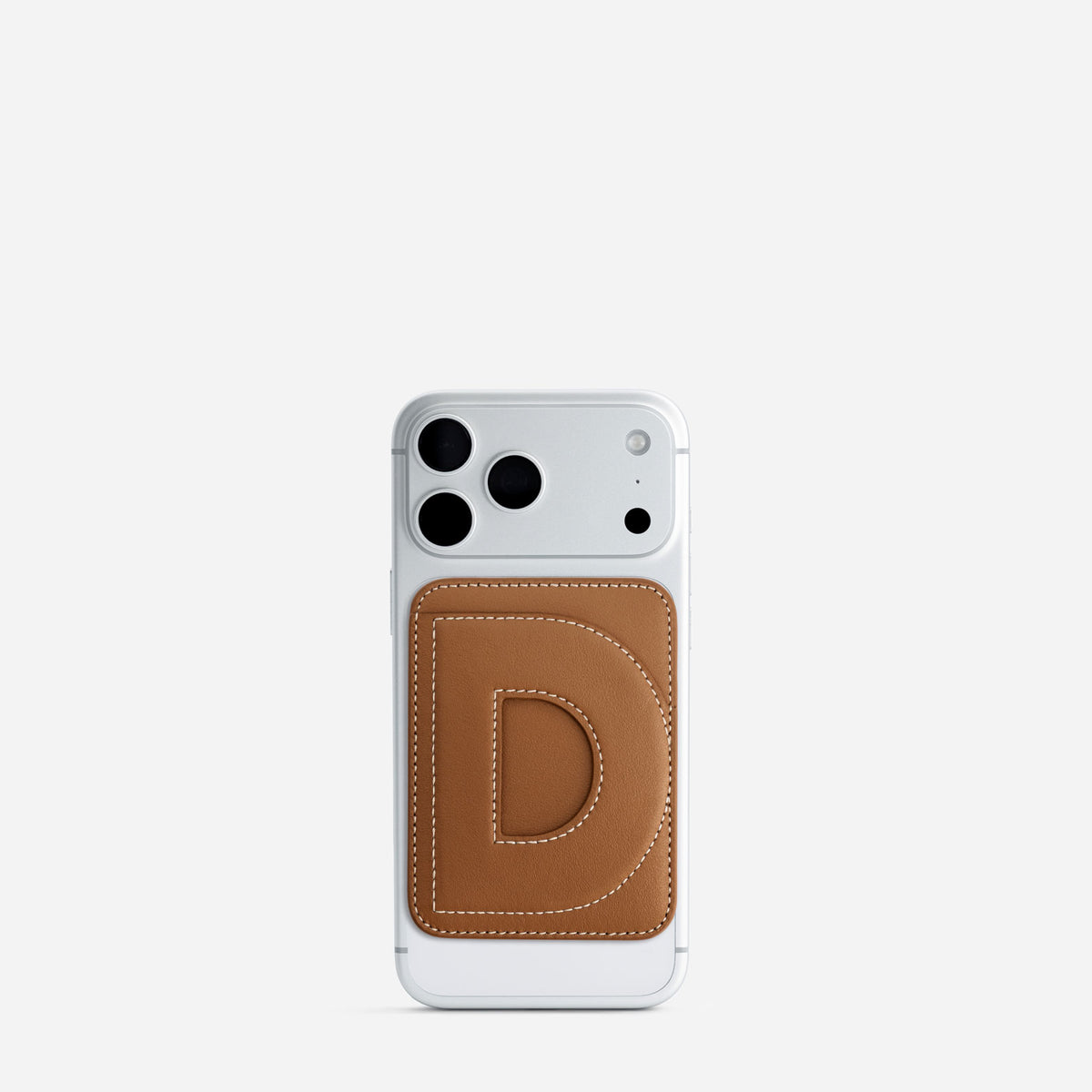 MagSafe cardholder in Canyon, initial D, on phone