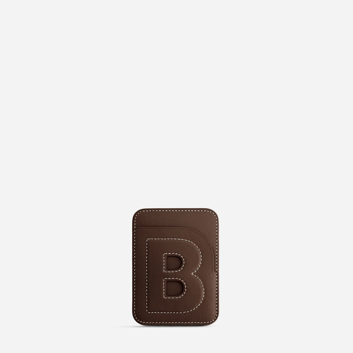 MagSafe cardholder in Espresso, initial B, front