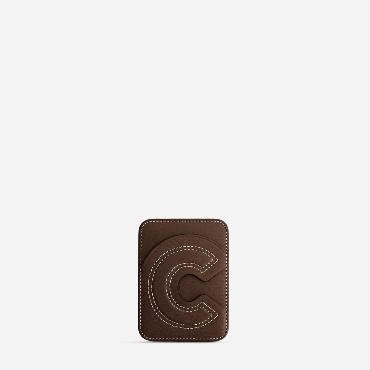 MagSafe cardholder in Espresso, initial C, front