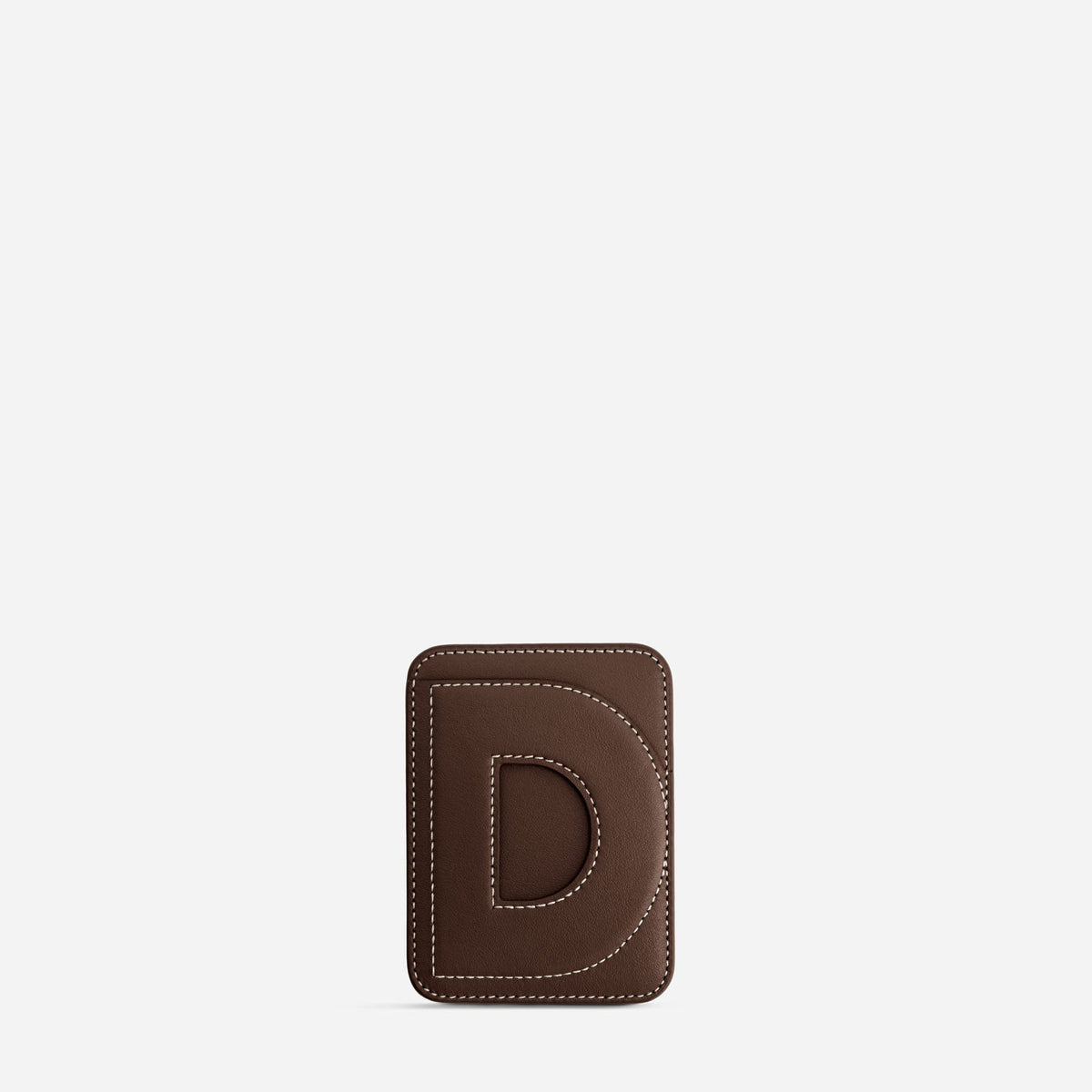 MagSafe cardholder in Espresso, initial D, front