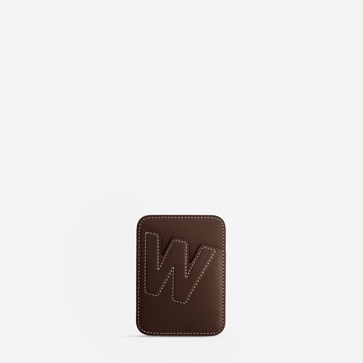 MagSafe cardholder in Espresso, initial W, front