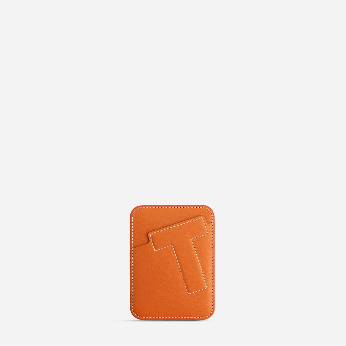 MagSafe cardholder in Orange, initial T, front