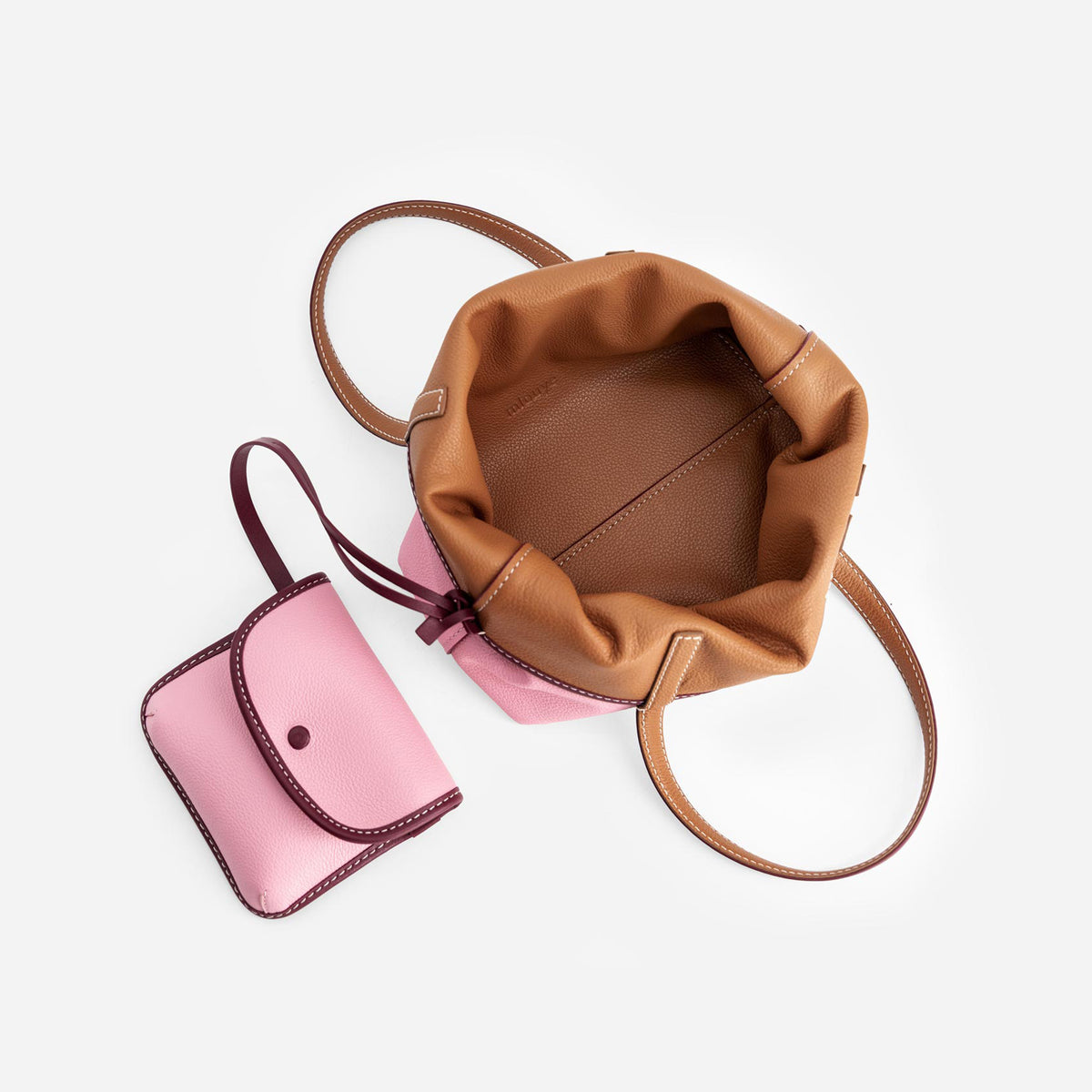 Mini M Tote - Tan & Pink