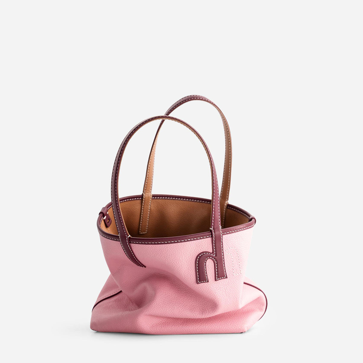 Mini M Tote - Tan & Pink