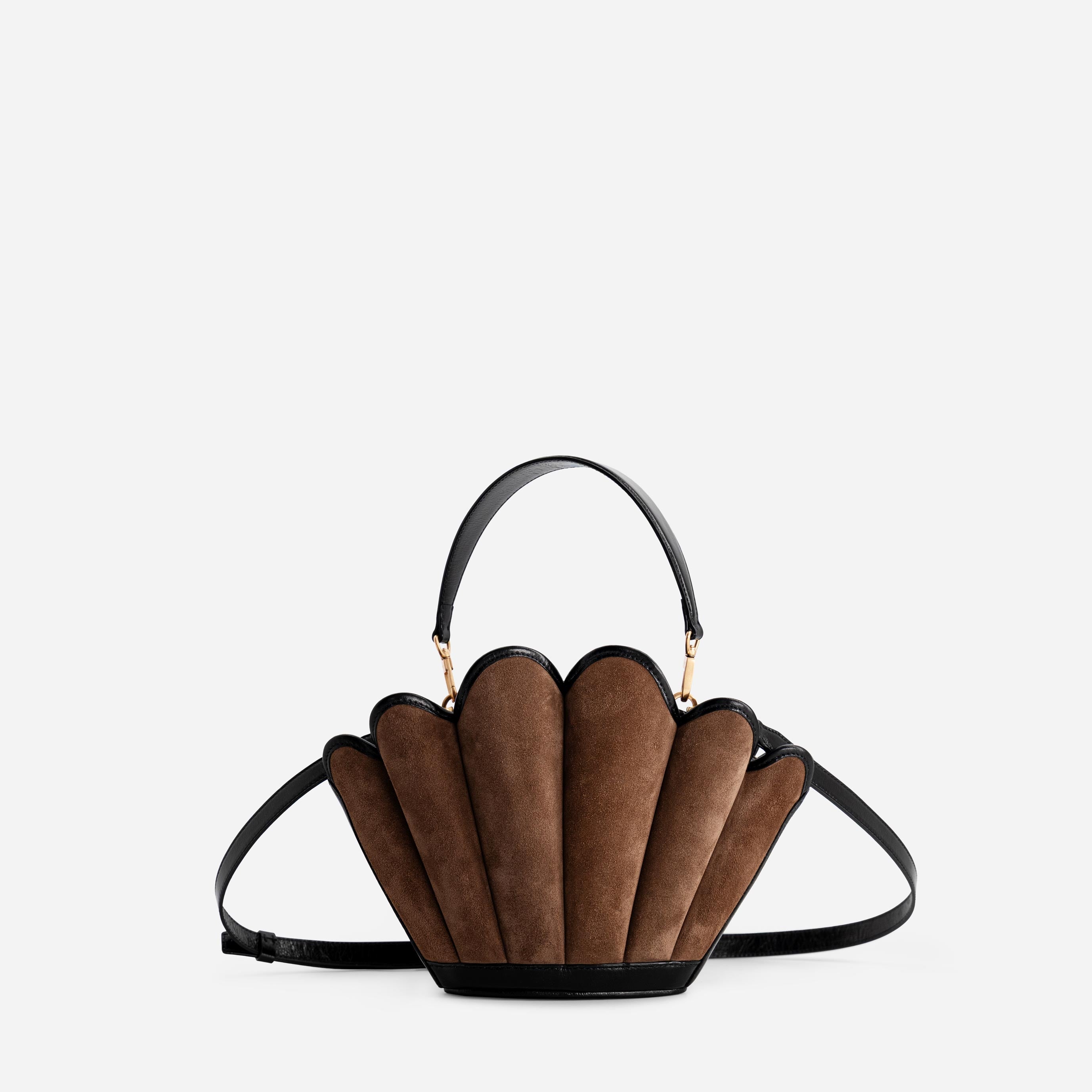 Seashell Crossbody - Suede Espresso