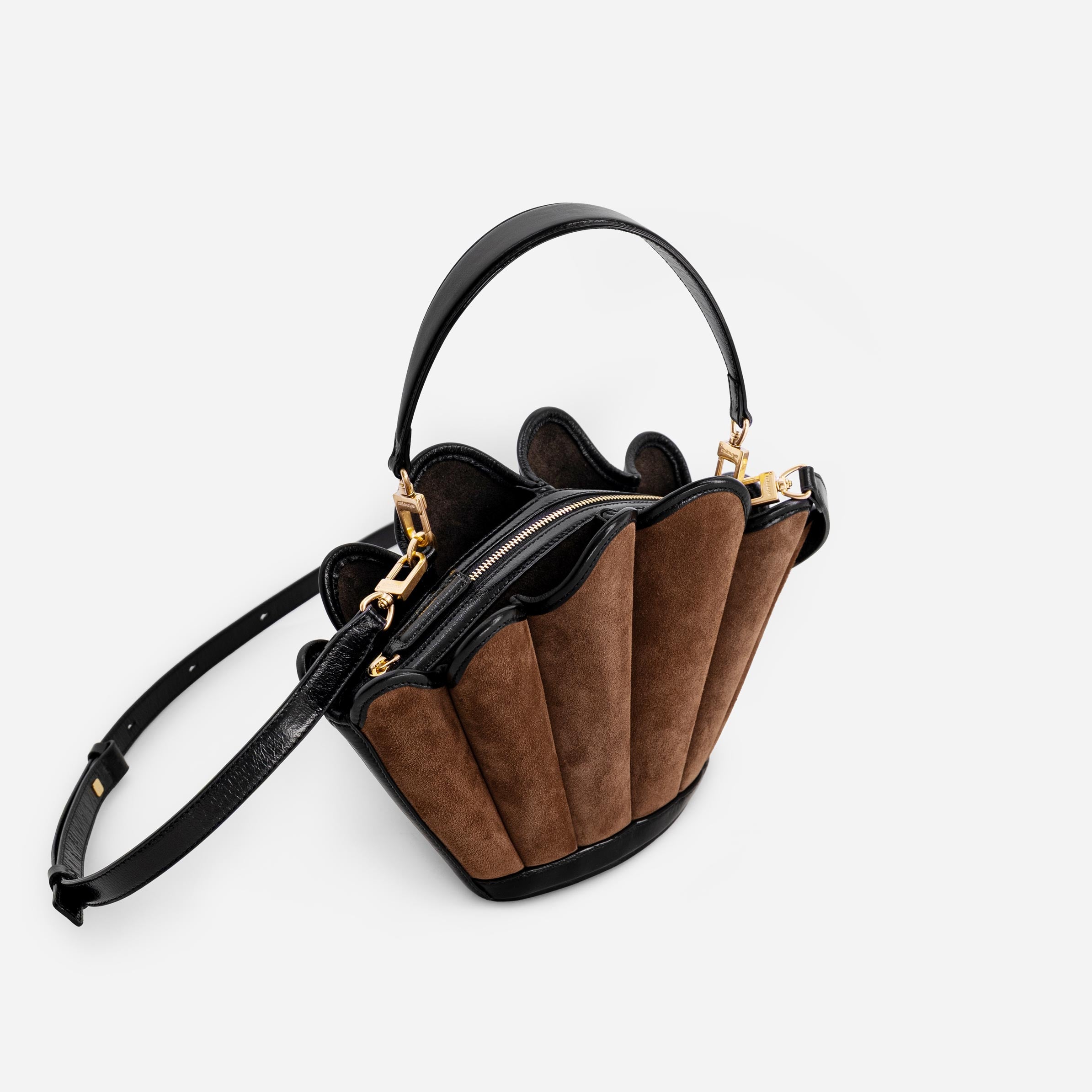 Seashell Crossbody - Suede Espresso