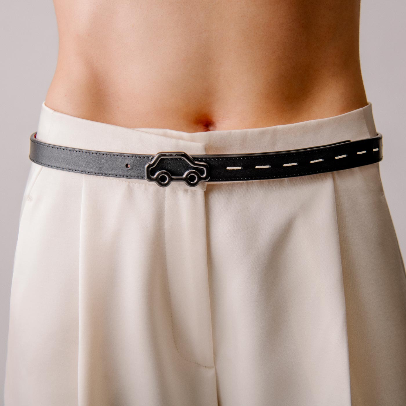 "Hit the Road" Belt - Off White & Espresso