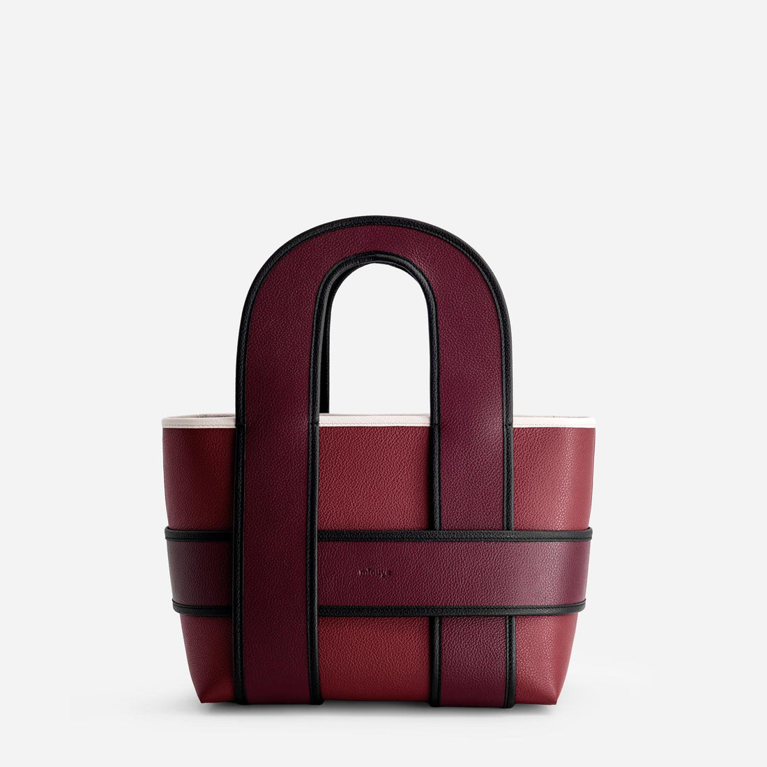 Checker Tote in Bordeaux and Off White