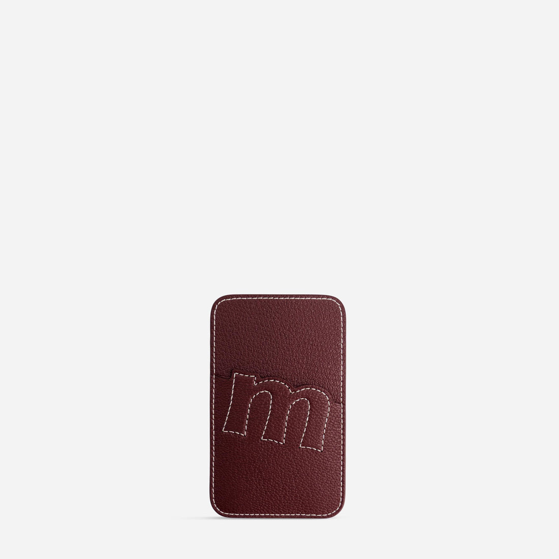 Initial Cardholder in Chèvre Bordeaux, initial M, front