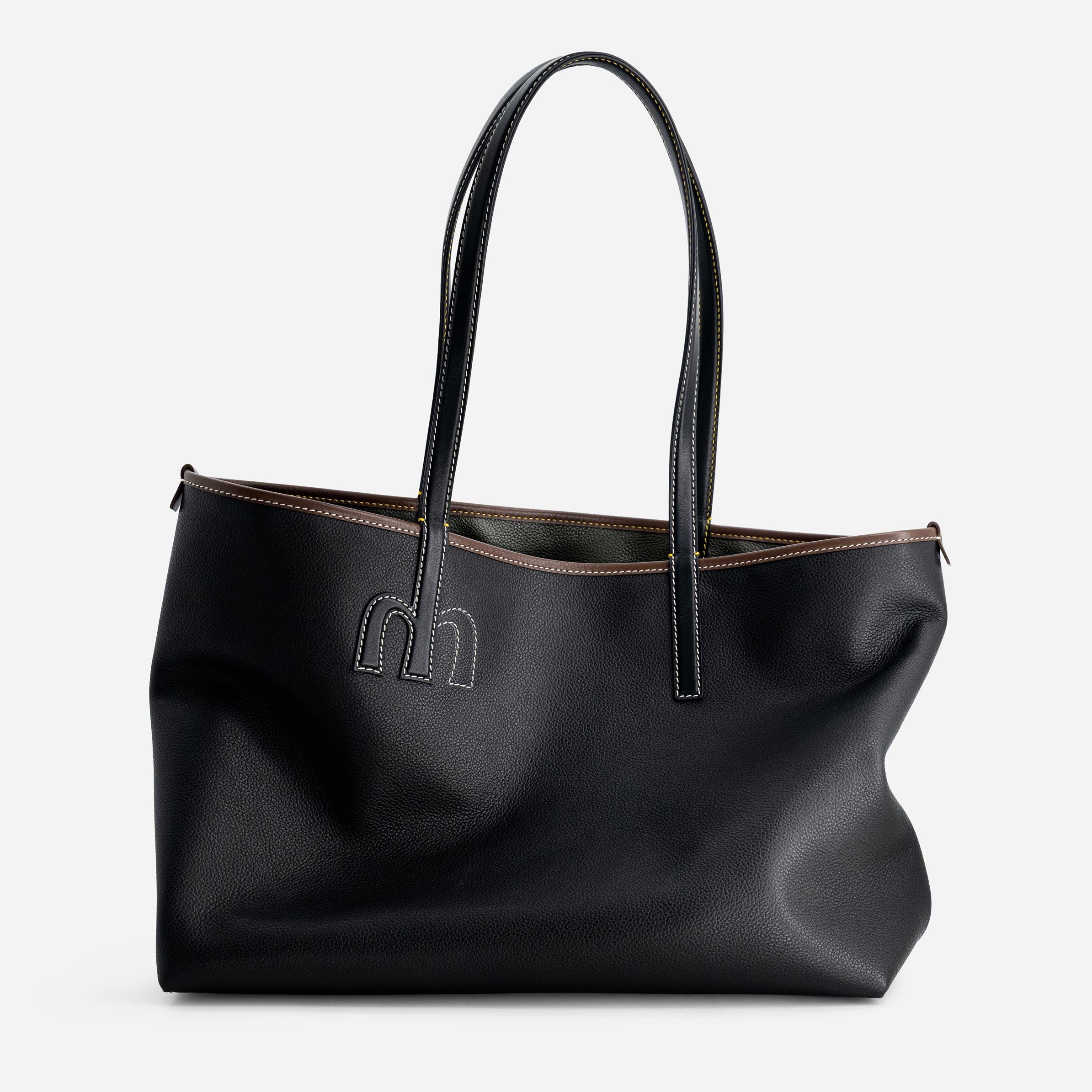 M Tote - Black & Hunter Green