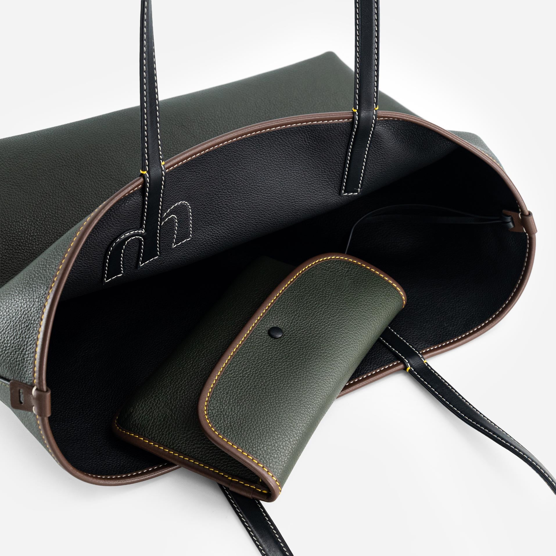 M Tote - Black & Hunter Green