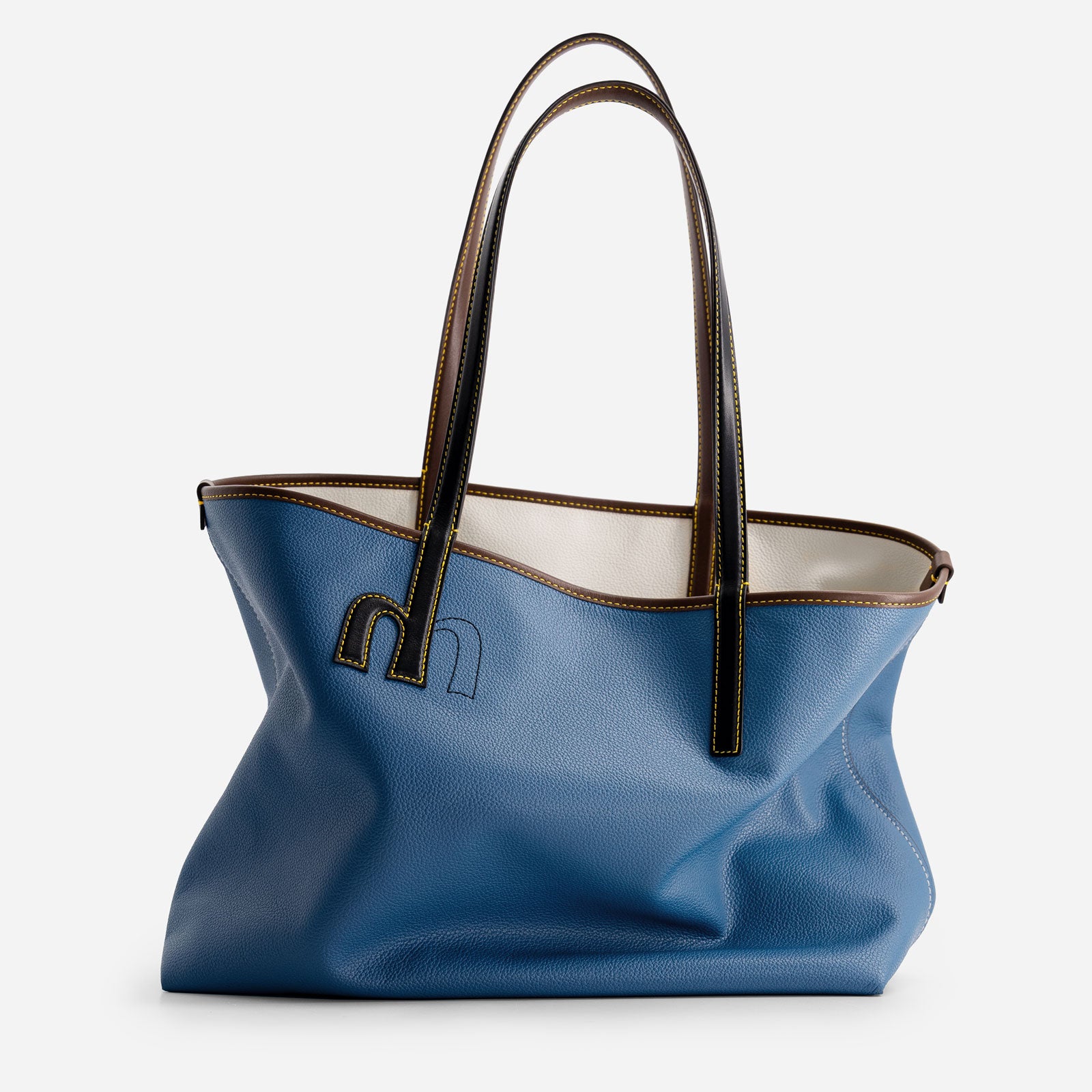 M Tote - Denim & Off White