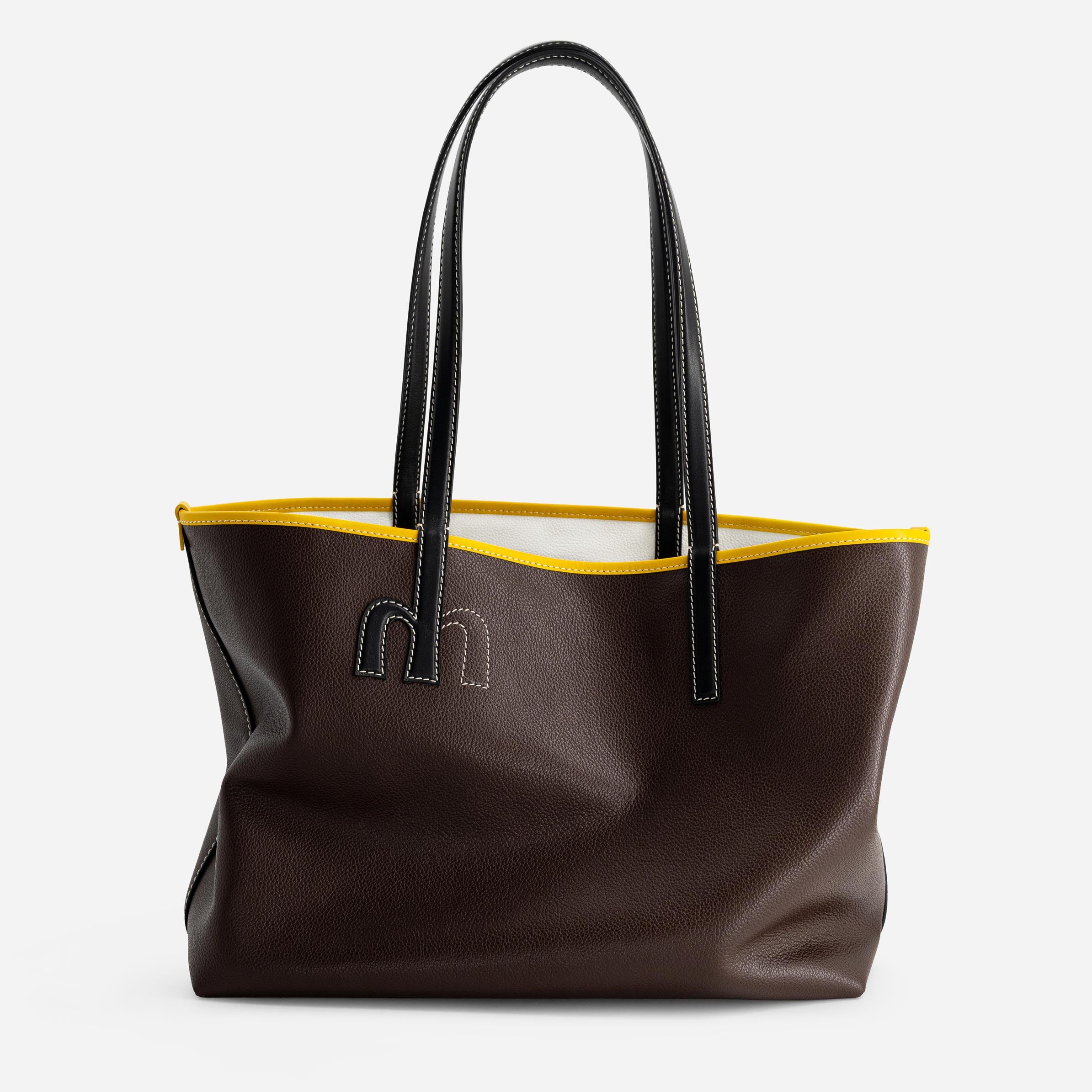 M Tote - Espresso & White