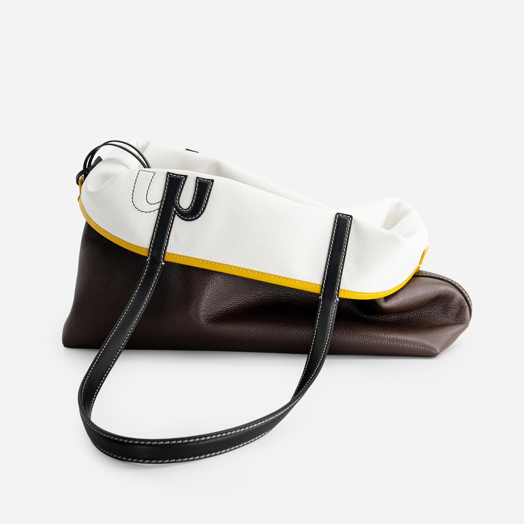 M Tote - Espresso & White | Reversible Leather Tote