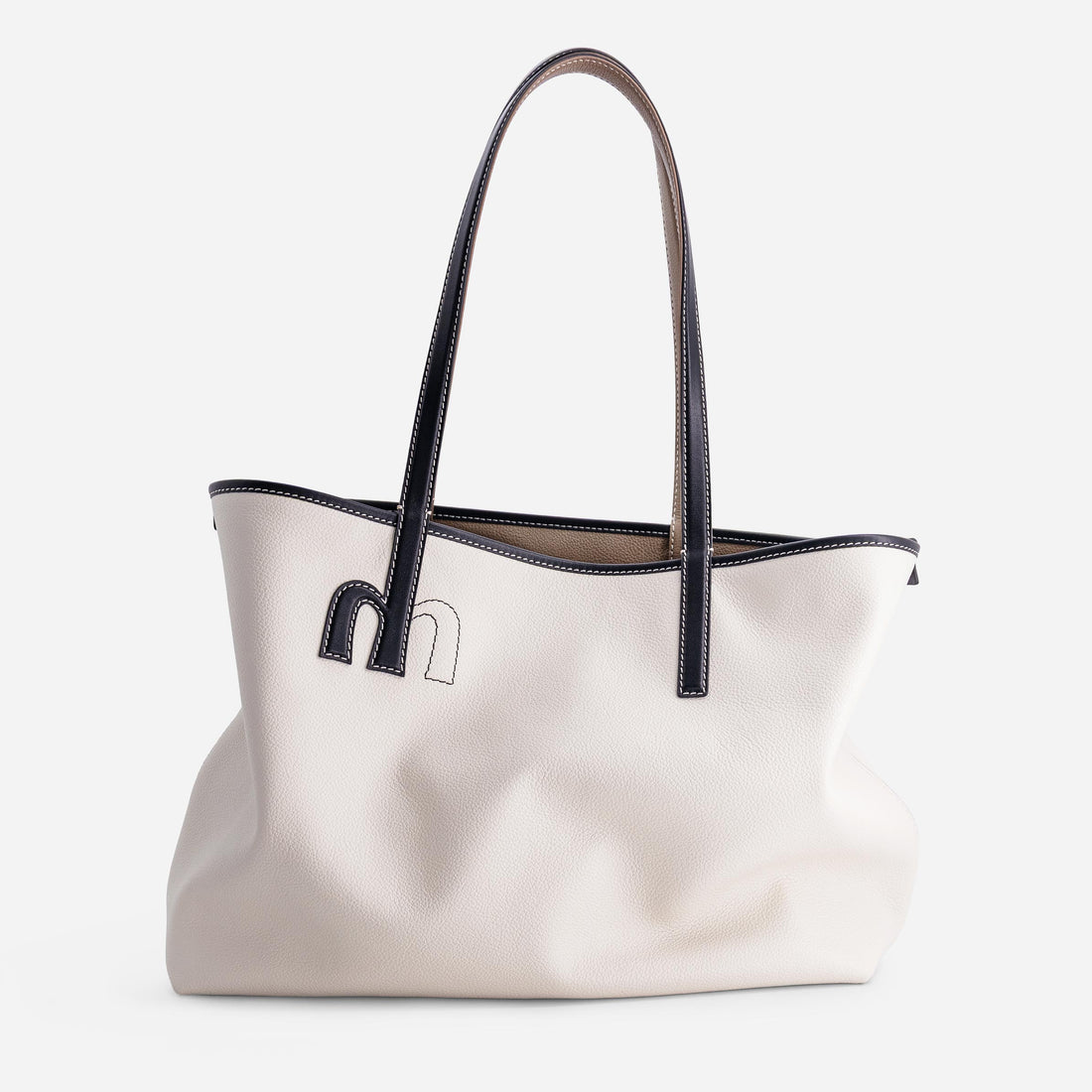 M Tote in Off White and Etoupe