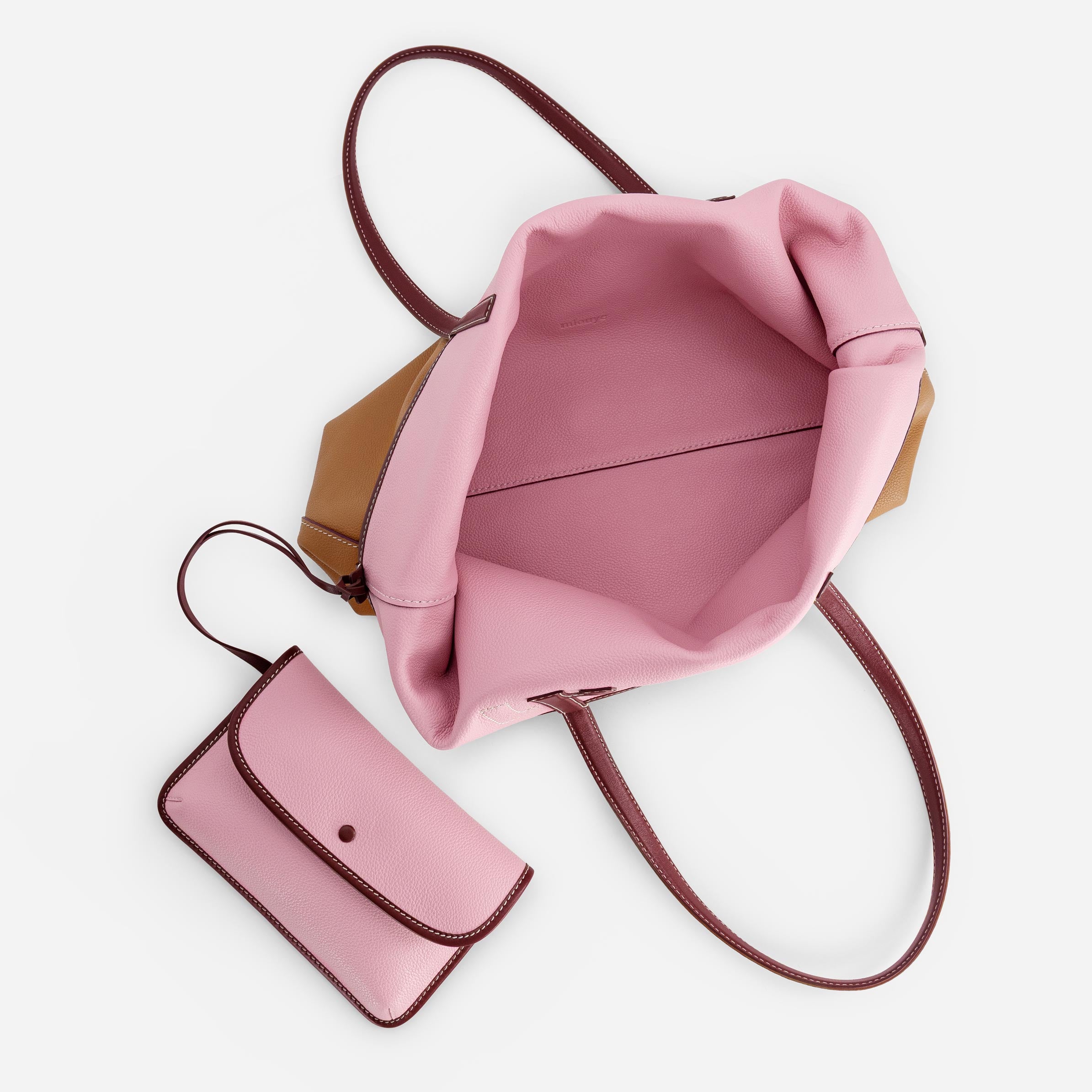 M Tote Tan & Pink | Reversible Leather Tote