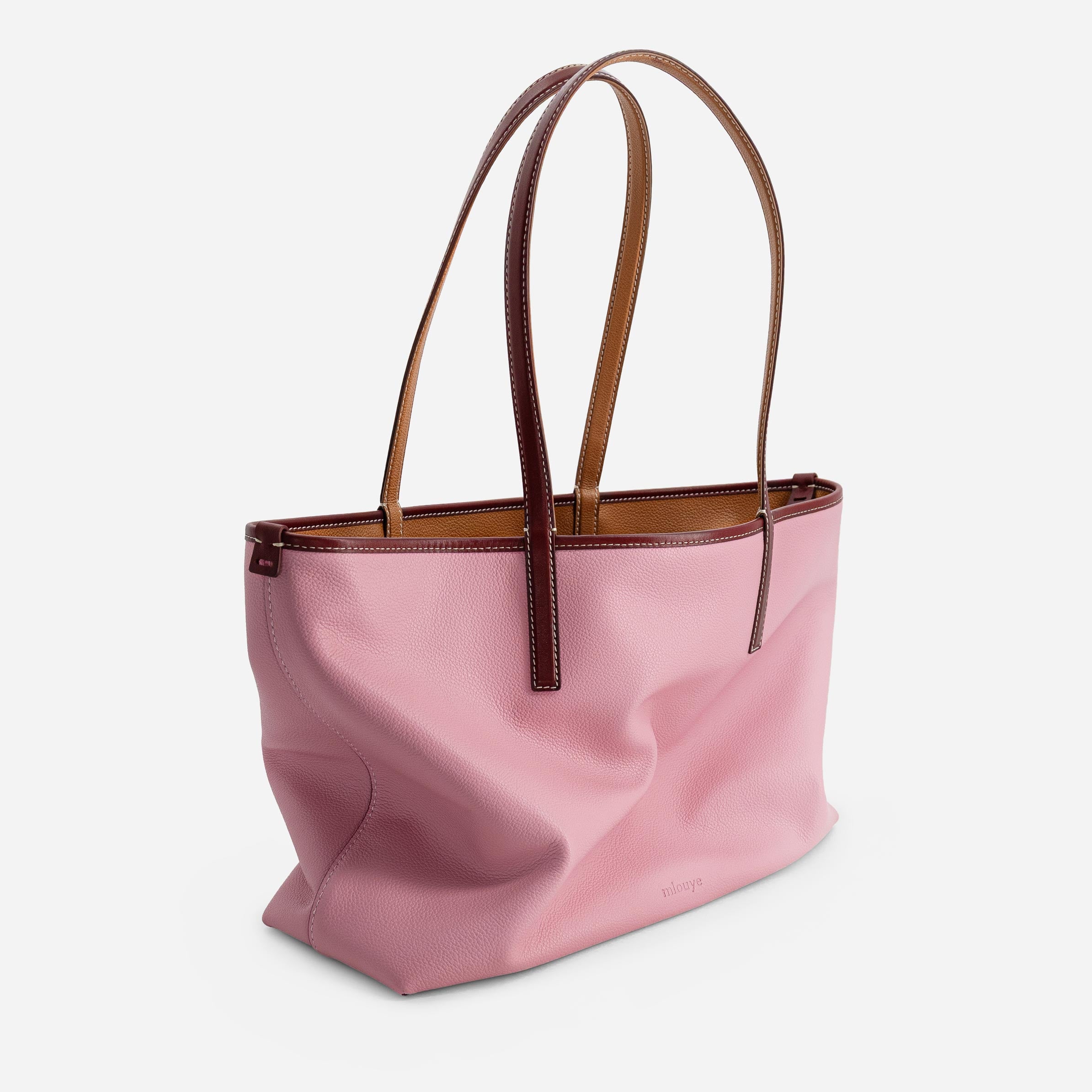 M Tote Tan & Pink | Reversible Leather Tote