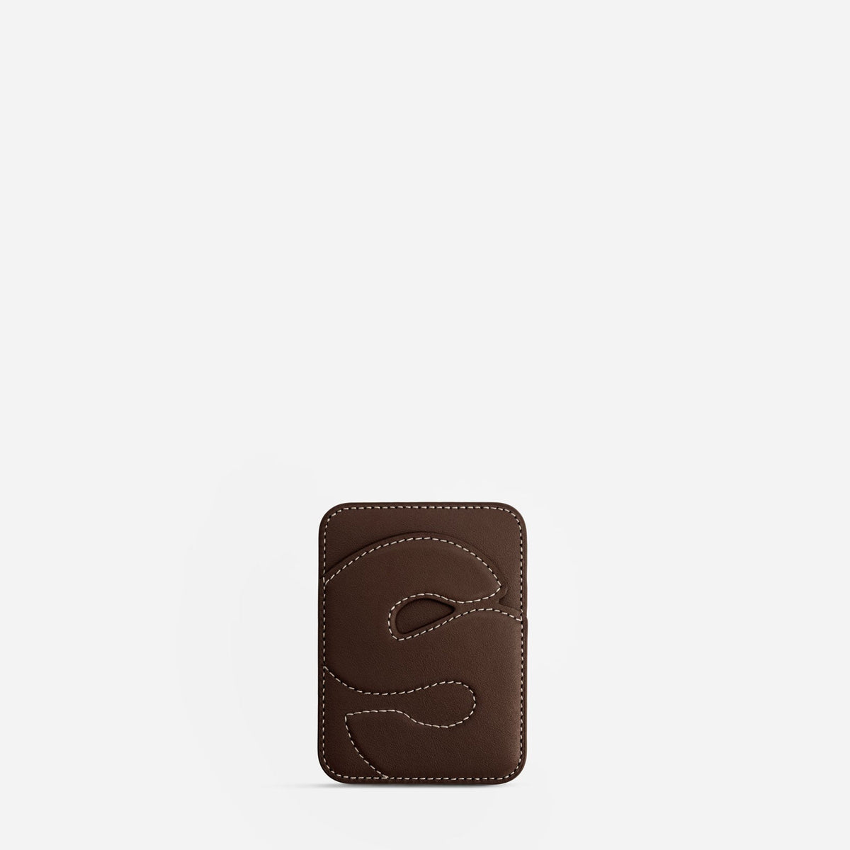 MagSafe cardholder in Espresso, initial S, front