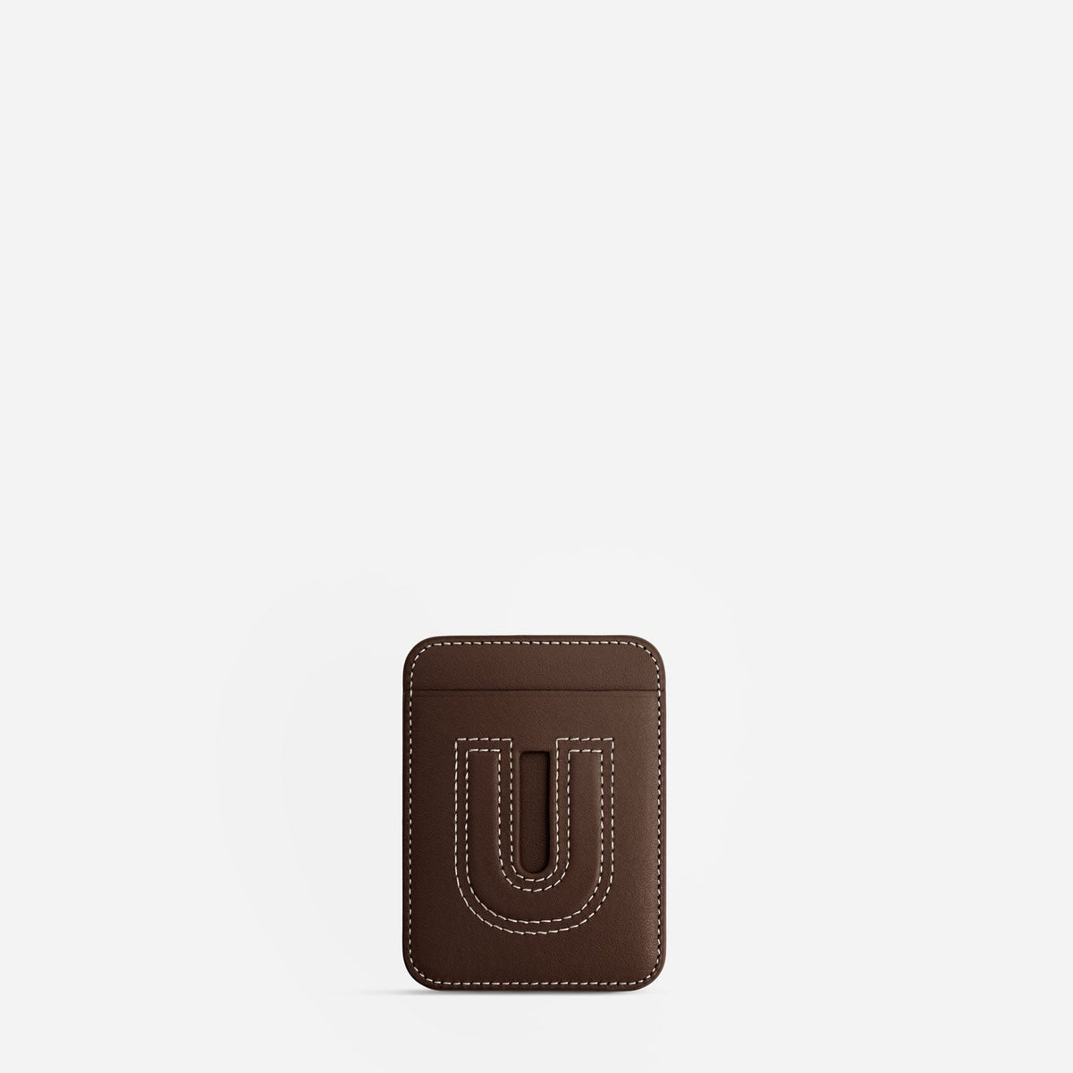MagSafe cardholder in Espresso, initial U, front