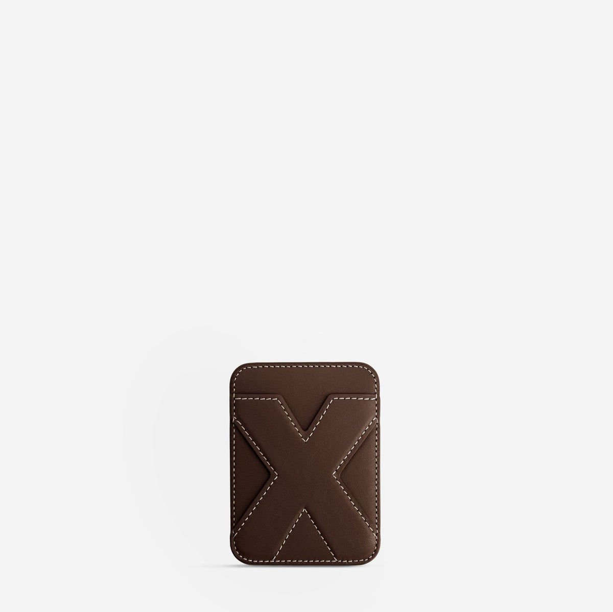 MagSafe cardholder in Espresso, initial X, front