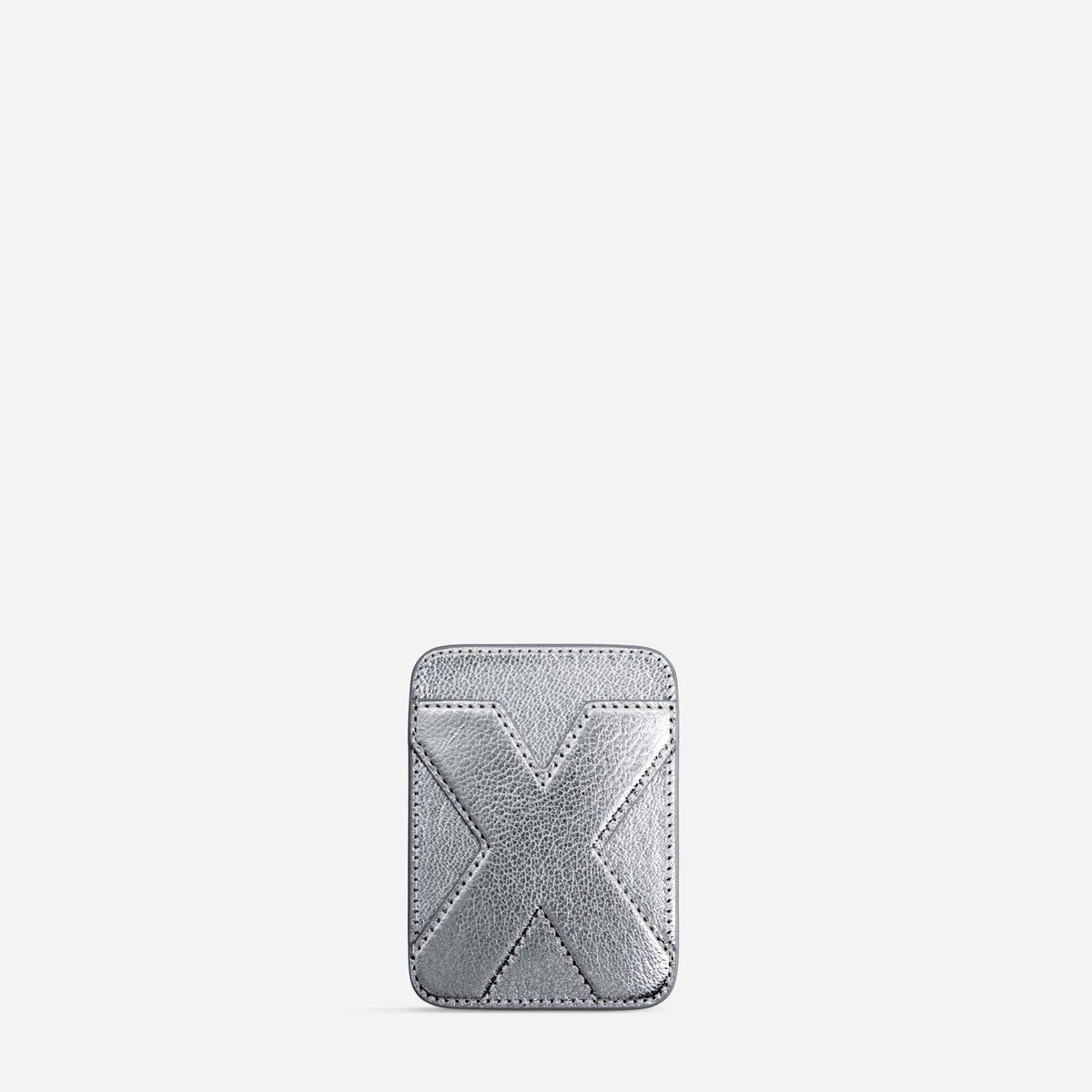 MagSafe cardholder in Metallic Silver, initial X, front
