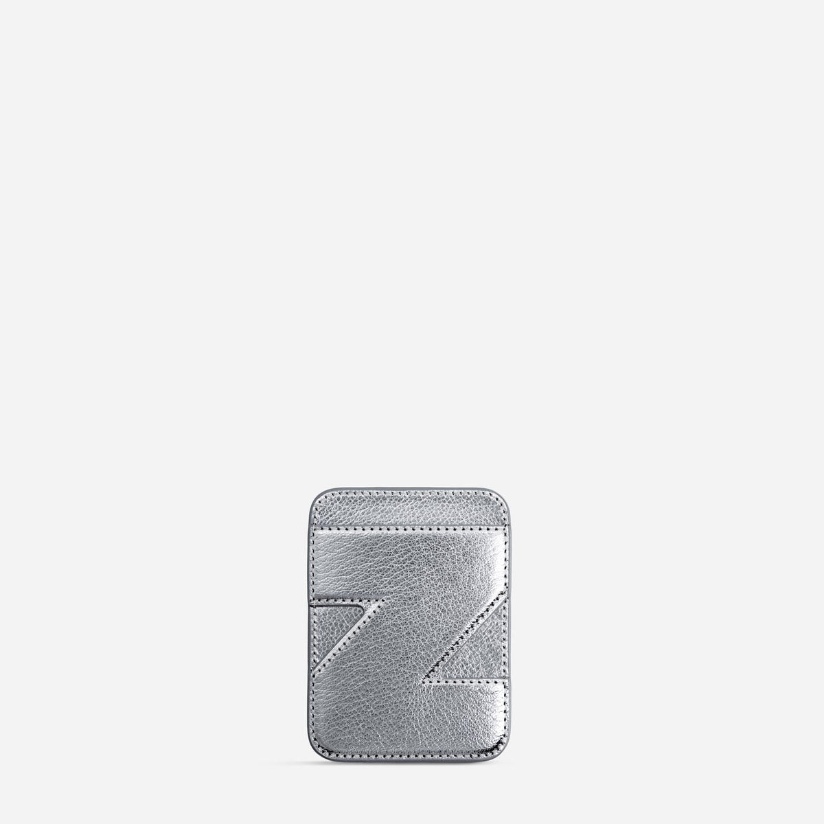 MagSafe cardholder in Metallic Silver, initial Z, front