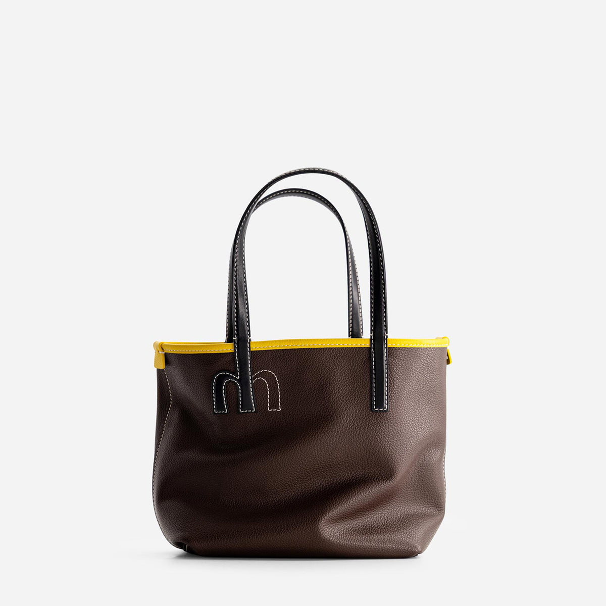 Mini M Tote - Espresso & White