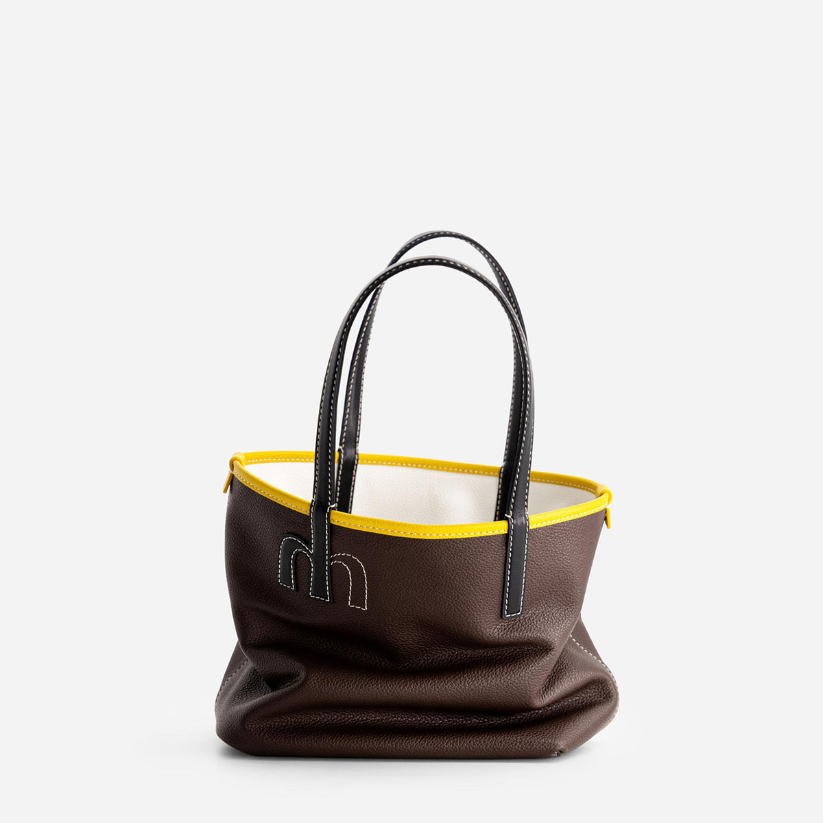Mini M Tote - Espresso & White