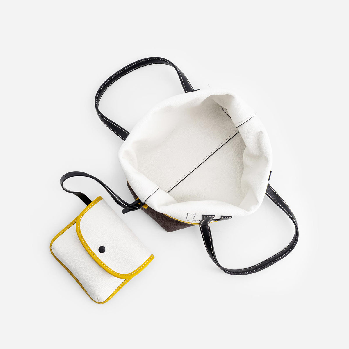 Mini M Tote - Espresso & White