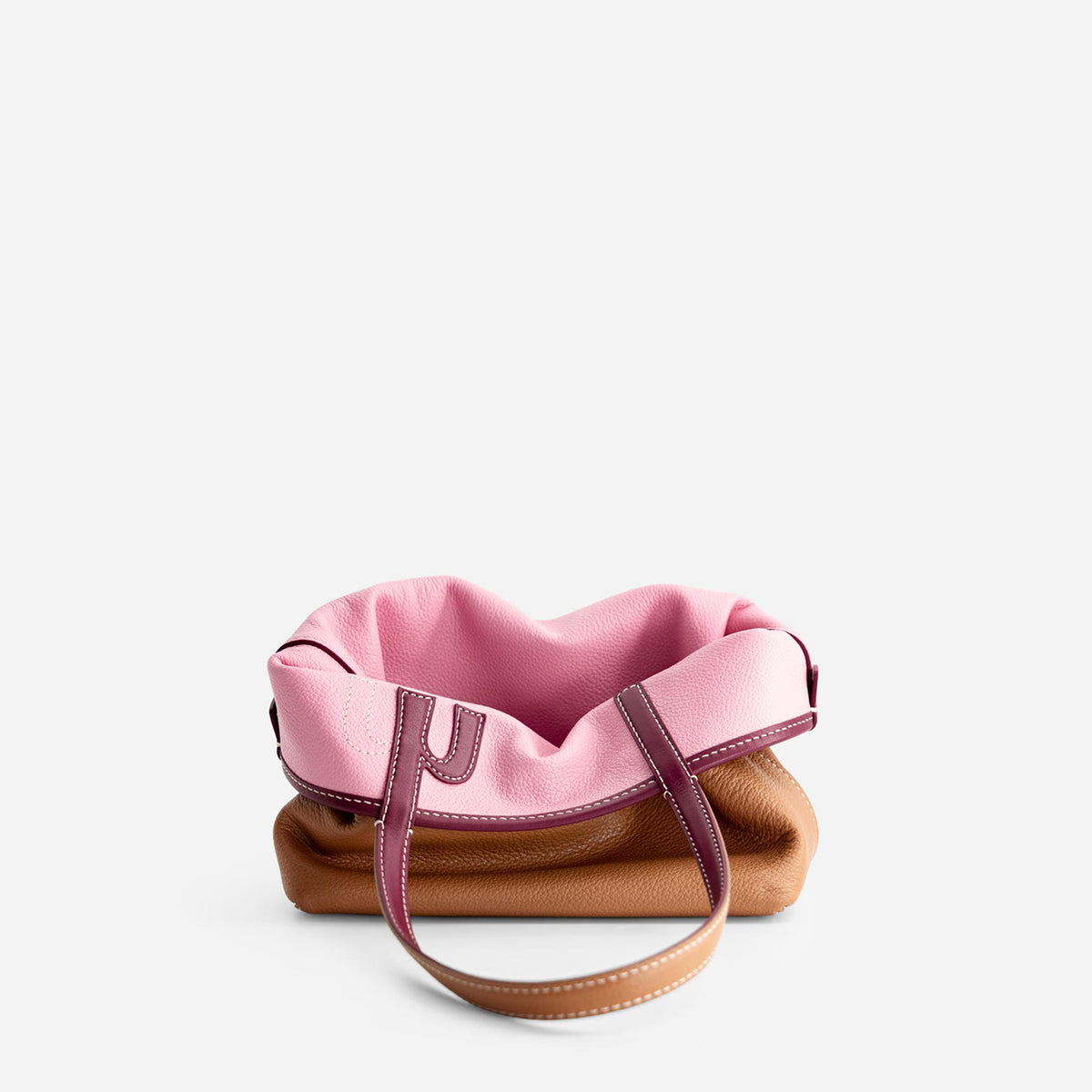 Mini M Tote - Tan & Pink