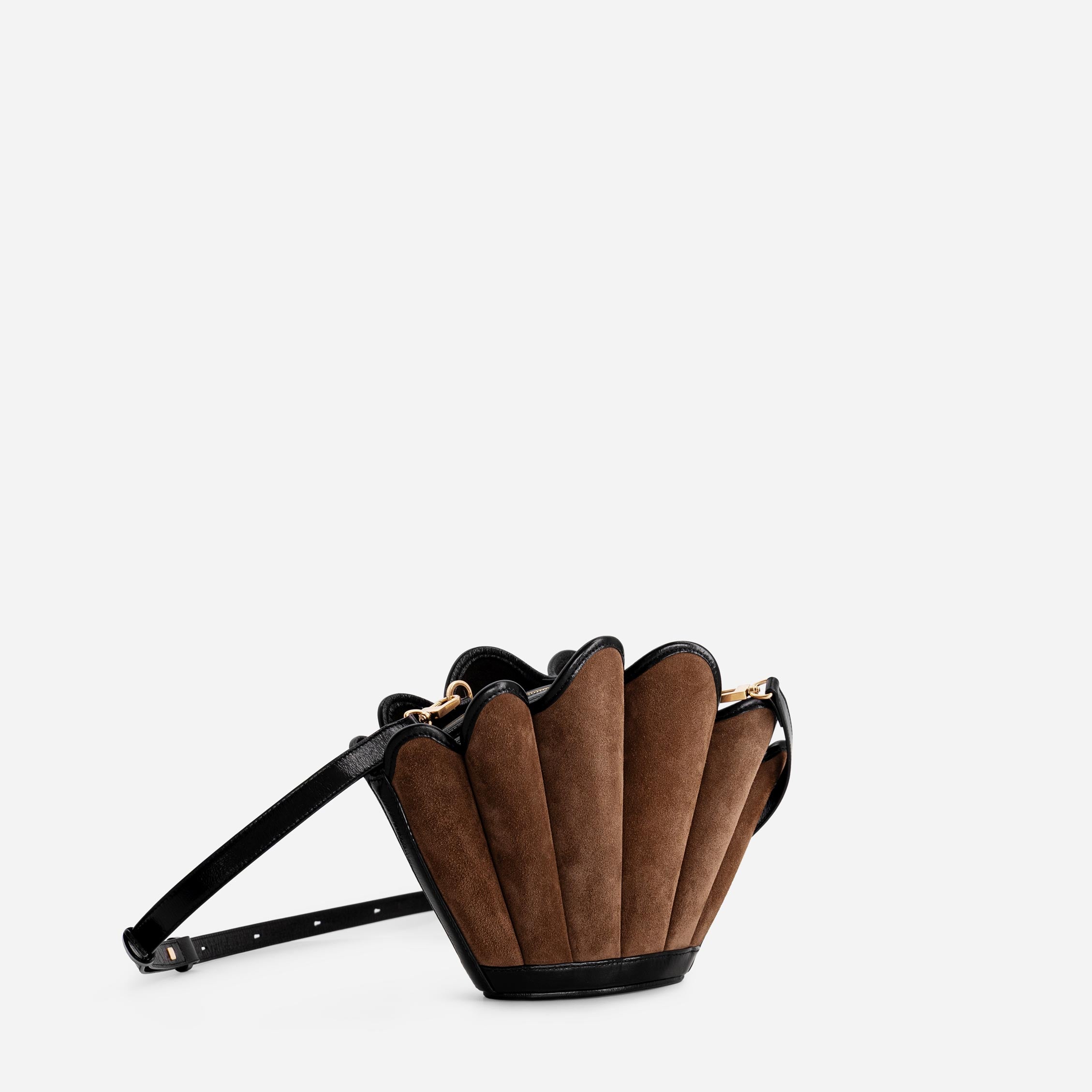 Seashell Crossbody - Suede Espresso