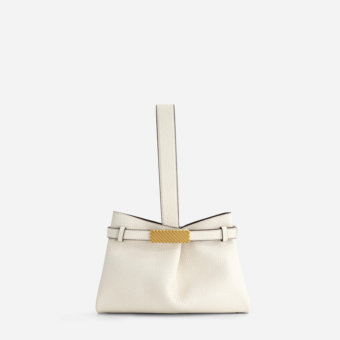 Span Clutch in Grained Cream
