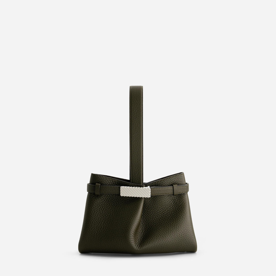 Span Clutch in Grained Dark Green