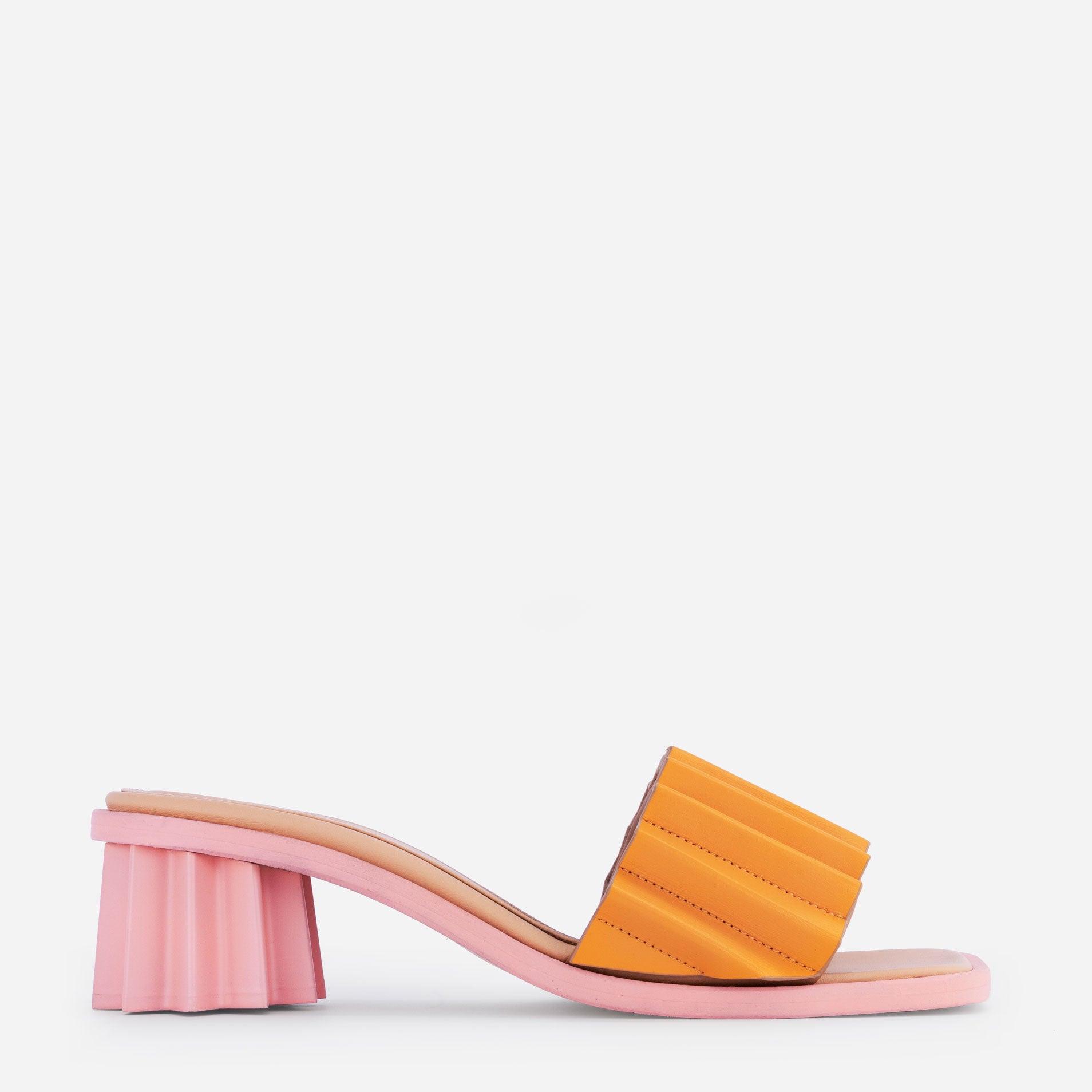 Louise Heeled Slide - Apricot