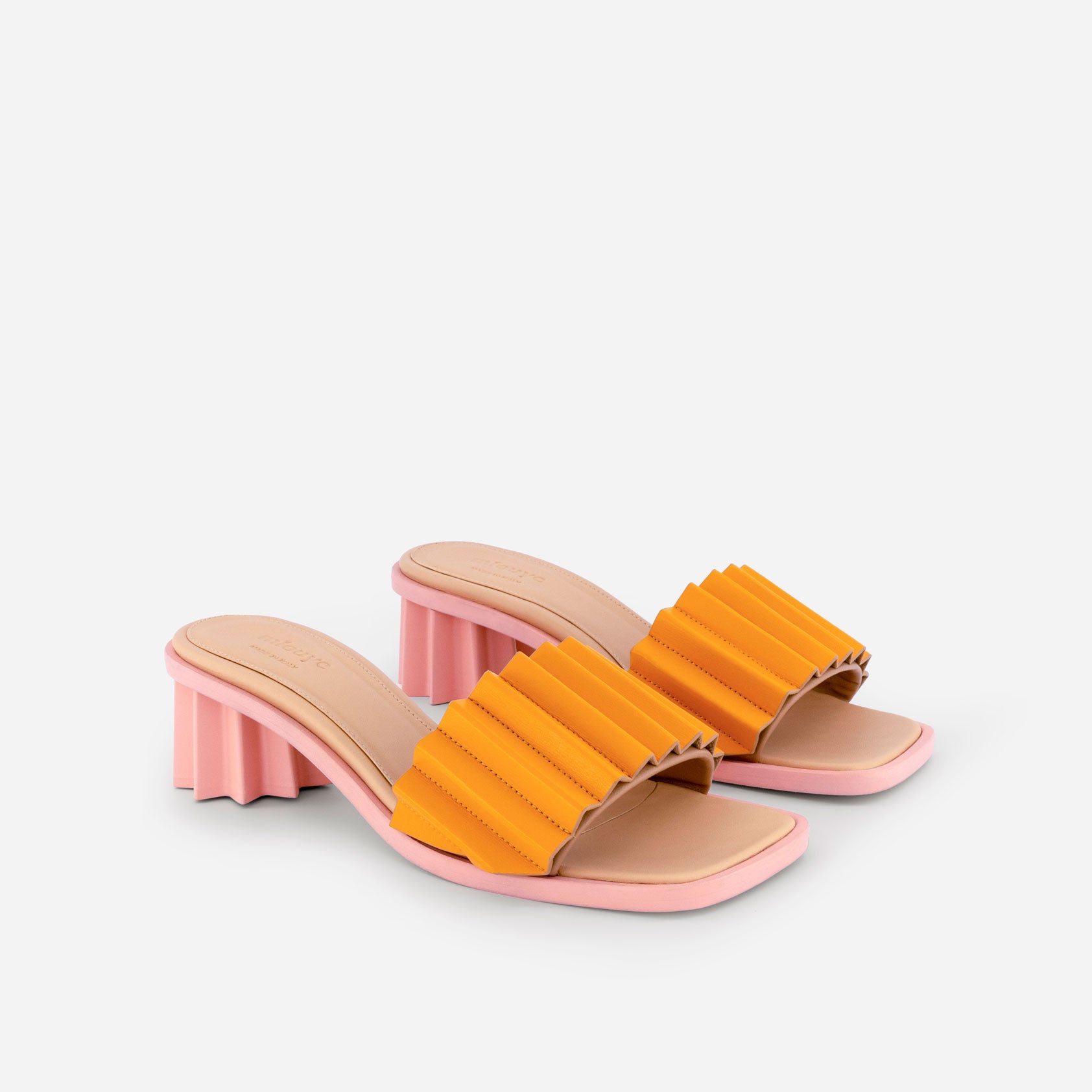 Louise Heeled Slide - Apricot