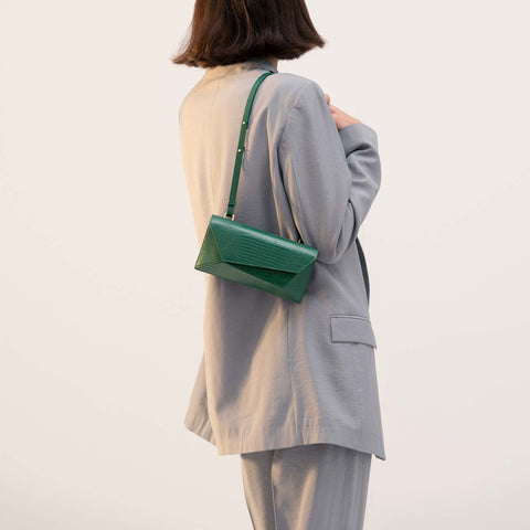 Naomi Long Purse - Lizard Effect Emerald