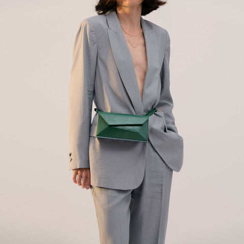 Naomi Long Purse - Lizard Effect Emerald