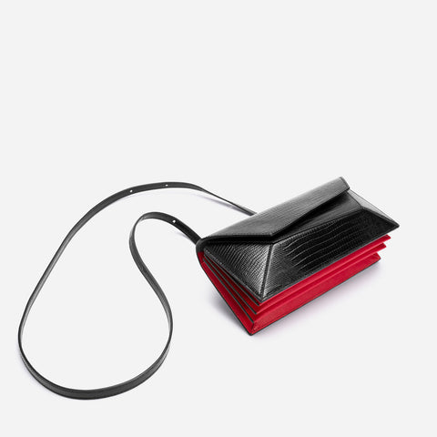 Naomi Long Purse - Lizard Effect Black