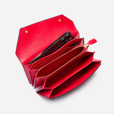 Naomi Long Purse - Lizard Effect Black