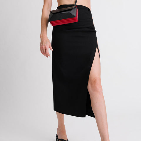 Naomi Long Purse - Lizard Effect Black