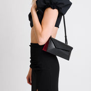 Naomi Long Purse - Lizard Effect Black