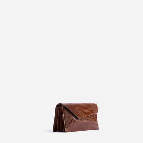 Naomi Long Purse - Lizard Effect Brown