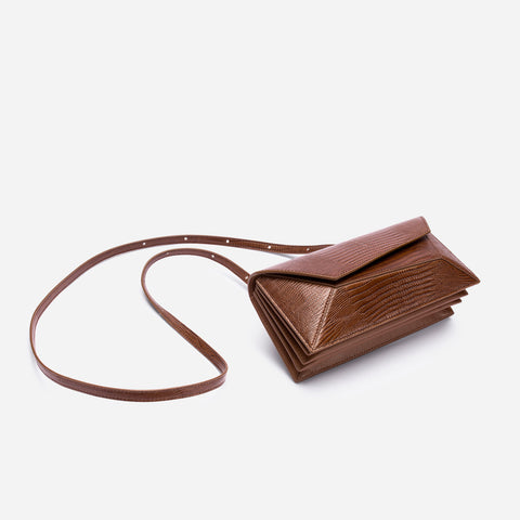 Naomi Long Purse - Lizard Effect Brown