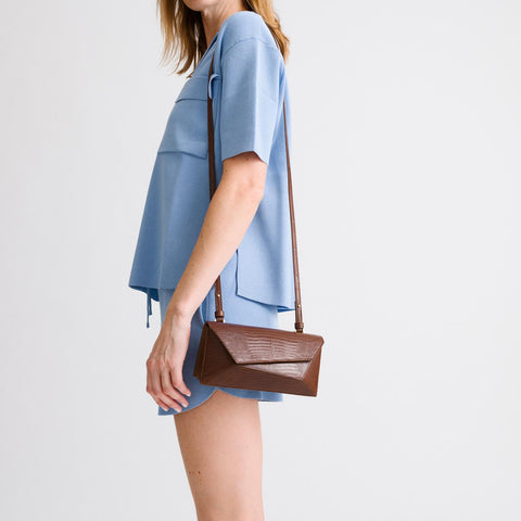 Naomi Long Purse - Lizard Effect Brown