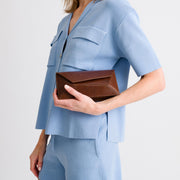 Naomi Long Purse - Lizard Effect Brown